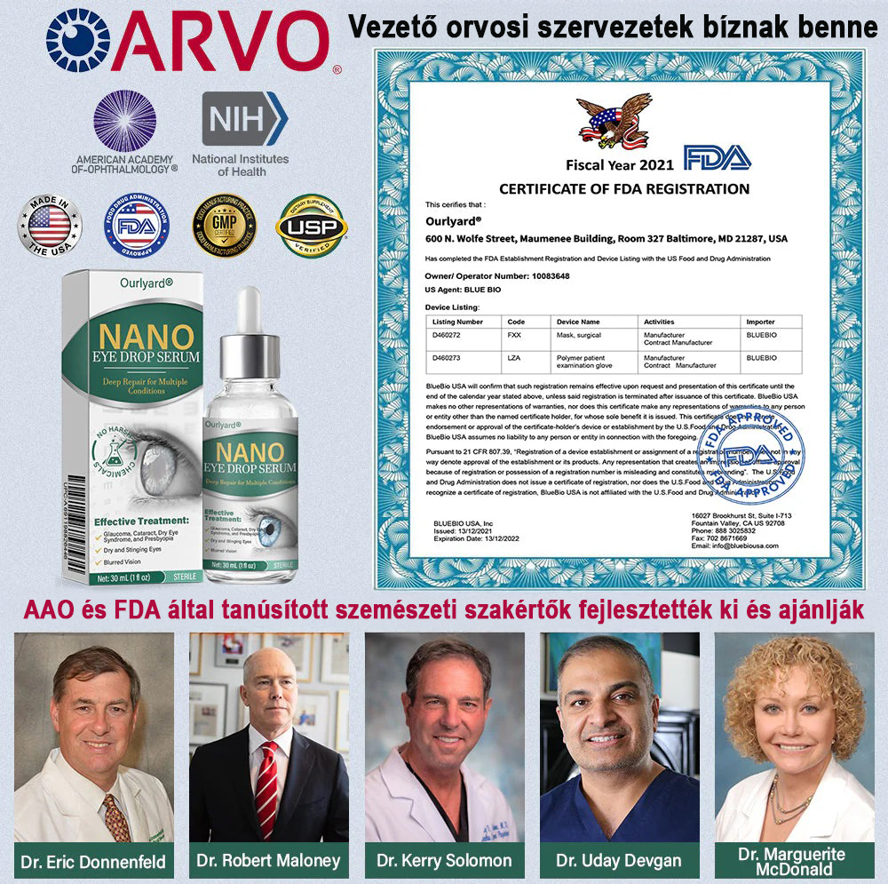 👩⚕️Ourlyard® Nano szemcsepp szérum ✅FDA által jóváhagyott (Alkalmas presbyopia, száraz szem szindróma, glaukóma és szürkehályog esetén) 🌿