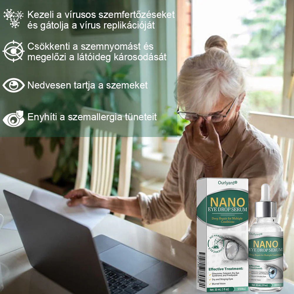 👩⚕️Ourlyard® Nano szemcsepp szérum ✅FDA által jóváhagyott (Alkalmas presbyopia, száraz szem szindróma, glaukóma és szürkehályog esetén) 🌿
