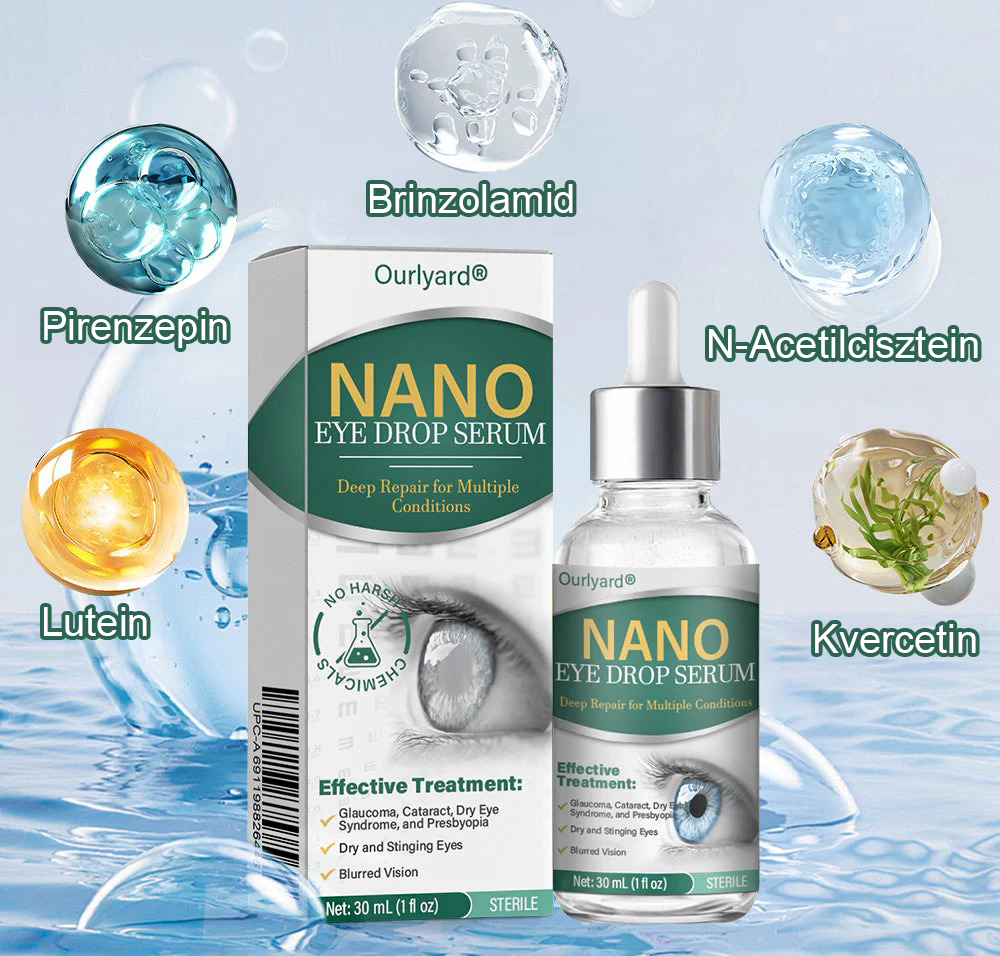 👩‍⚕️Ourlyard® Nano szemcsepp szérum ✅FDA által jóváhagyott (Alkalmas presbyopia, száraz szem szindróma, glaukóma és szürkehályog esetén) 🌿